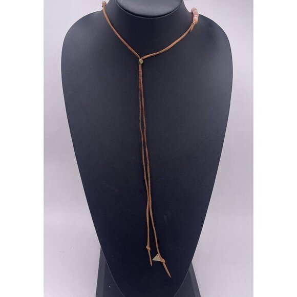 Serefina Pink Peach Quartz Statement Tassel Pendant Necklace Adjustable - Picture 6 of 6